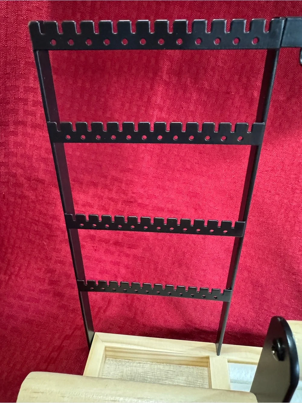 Wood & Black Metal Jewelry Organizer Stand - Natural Wood